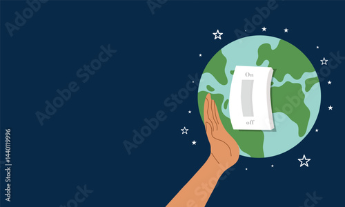 Hand Holding Earth with Plug Environmental Message