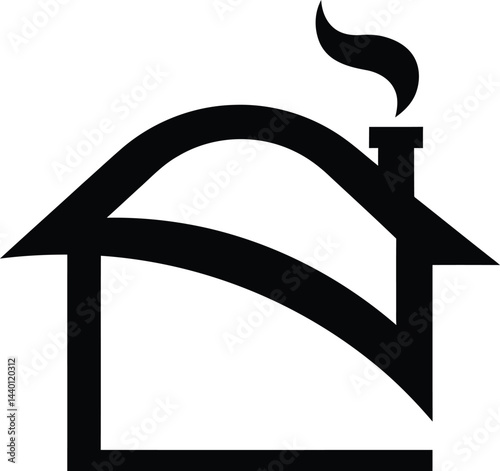 Minimalist Black and White House Vector