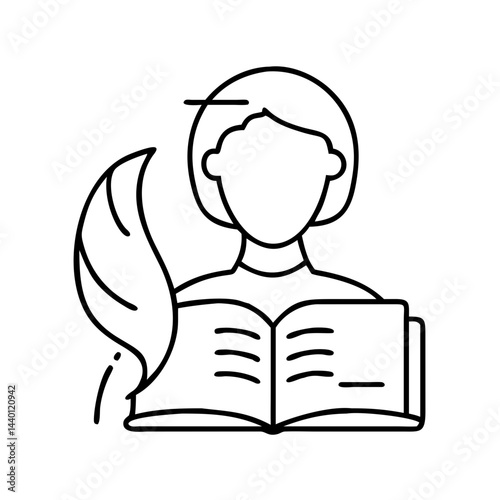 literary character silhouette icon, literary character silhouette line art - simple line art of literary character silhouette, perfect for literary character silhouette logos and icons