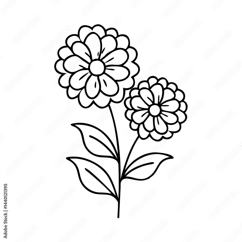 Fototapeta premium marigold flowers icon, marigold flowers line art - simple line art of marigold flowers, perfect for marigold flowers logos and icons