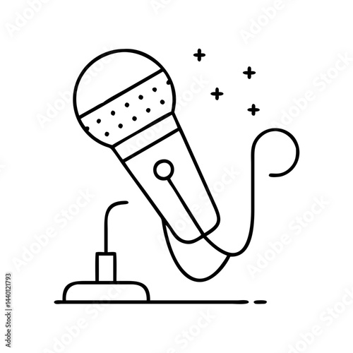 microphone for spoken word icon, microphone for spoken word line art - simple line art of microphone for spoken word, perfect for microphone for spoken word logos and icons