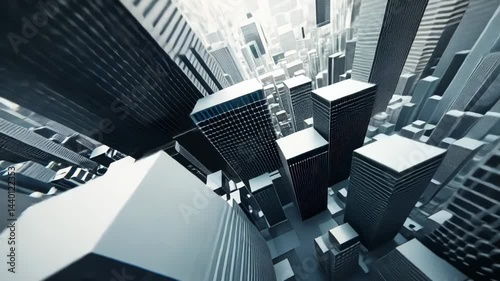 Urban skyscraper cluster with depth of field city architecture and financial district concept
