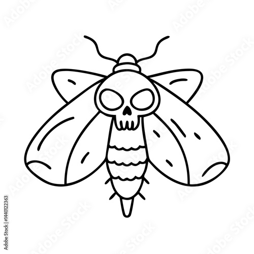 moth with skull icon, moth with skull line art - simple line art of moth with skull, perfect for moth with skull logos and icons