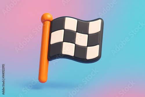 Stylized Racing Flag 3D Illustration for Games and Esports UI
