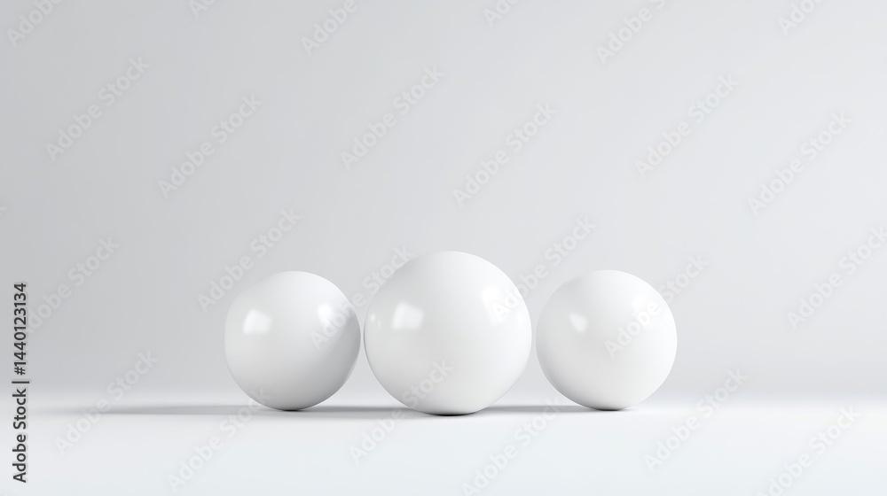 Three white spheres on a white surface Three white spheres on a white surface