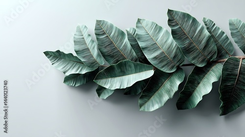 Tropical plant detail, exotic leaf, botanic texture, calming green.