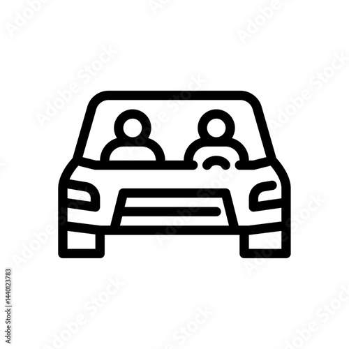 Drive a car outline icon. stickman black line art illustration.