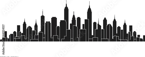 Minimalist Black and White City Skyline Vector