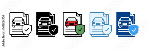 Car Insurance  Icon Set Multiple Style Collection