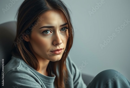 Tired female with circles around eyes