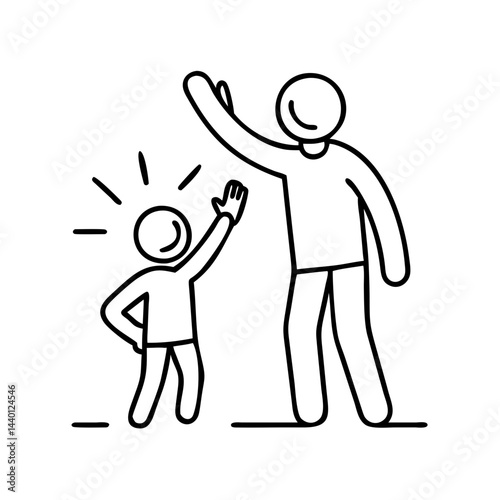 parent and child high five icon, parent and child high five line art - simple line art of parent and child high five, perfect for parent and child high five logos and icons