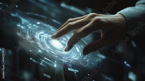 A hand is touching a blue circle on a screen