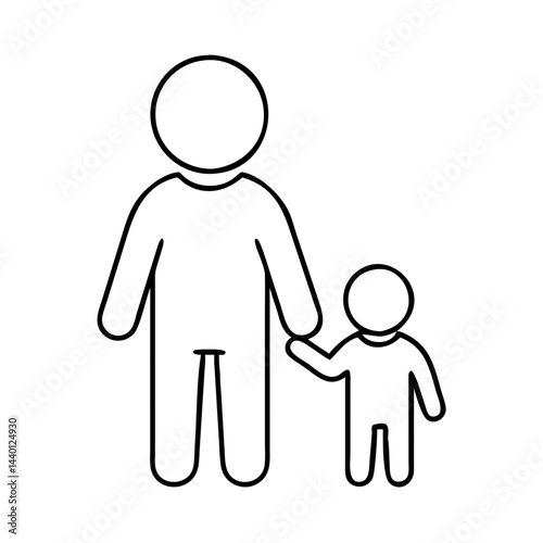parent and child silhouette icon, parent and child silhouette line art - simple line art of parent and child silhouette, perfect for parent and child silhouette logos and icons