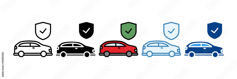 Car Insurance Icon Set Multiple Style Collection Car Insurance Icon Set Multiple Style Collection