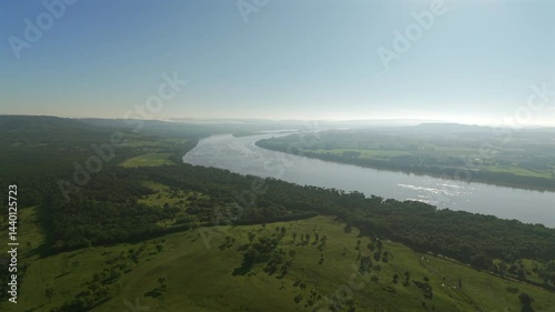 Aerial view of the Uruguay River near San Javier, on the border between Argentina and Brazil.
