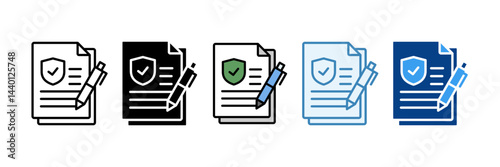 Insurance Policy  Icon Set Multiple Style Collection