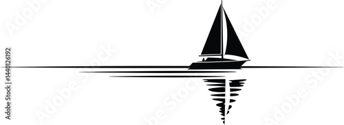 Minimalist Black and White Sailboat Vector