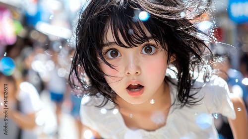 Surprised Young Person Outdoors with Wide Eyes and Open Mouth