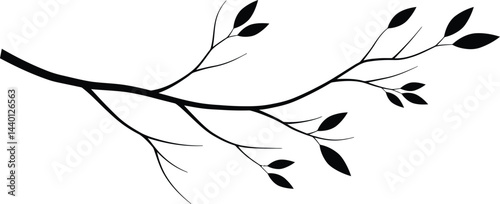Minimalist Black and White Tree Branch Vector