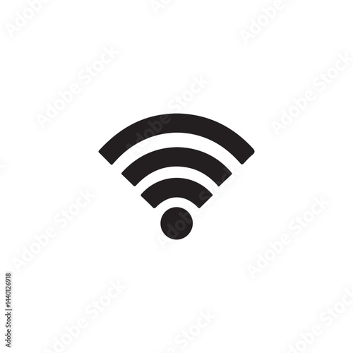 WiFi Silhouette Icon Isolated on White Background, Network, Internet