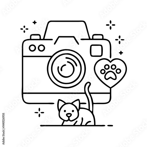 pet photography icon, pet photography line art - simple line art of pet photography, perfect for pet photography logos and icons