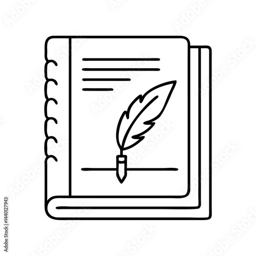 poetry journal icon, poetry journal line art - simple line art of poetry journal, perfect for poetry journal logos and icons