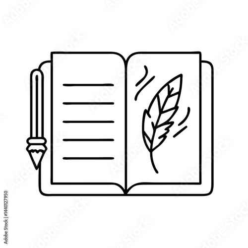 poetry journal icon, poetry journal line art - simple line art of poetry journal, perfect for poetry journal logos and icons