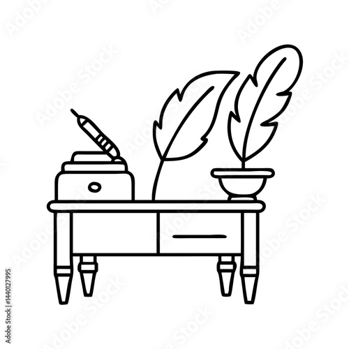 poet s desk icon, poet s desk line art - simple line art of poet s desk, perfect for poet s desk logos and icons