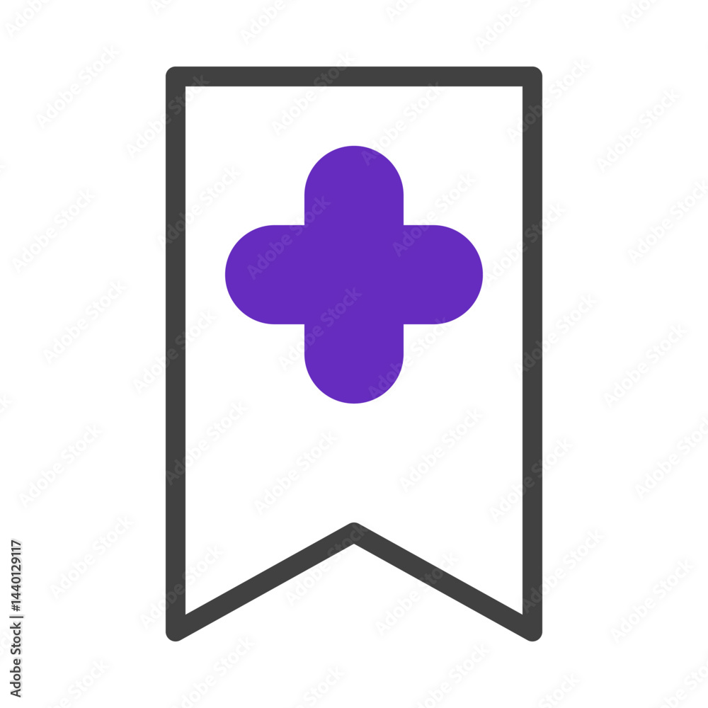 Obraz premium Abstract graphic icon featuring a rounded plus shape within a stylized banner