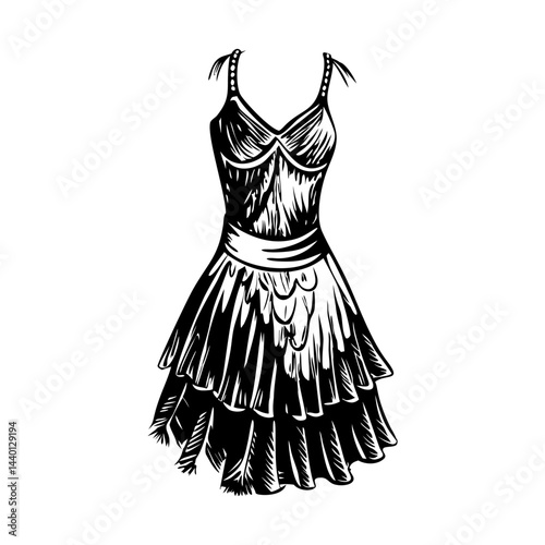 Dance dress illustration in vintage style