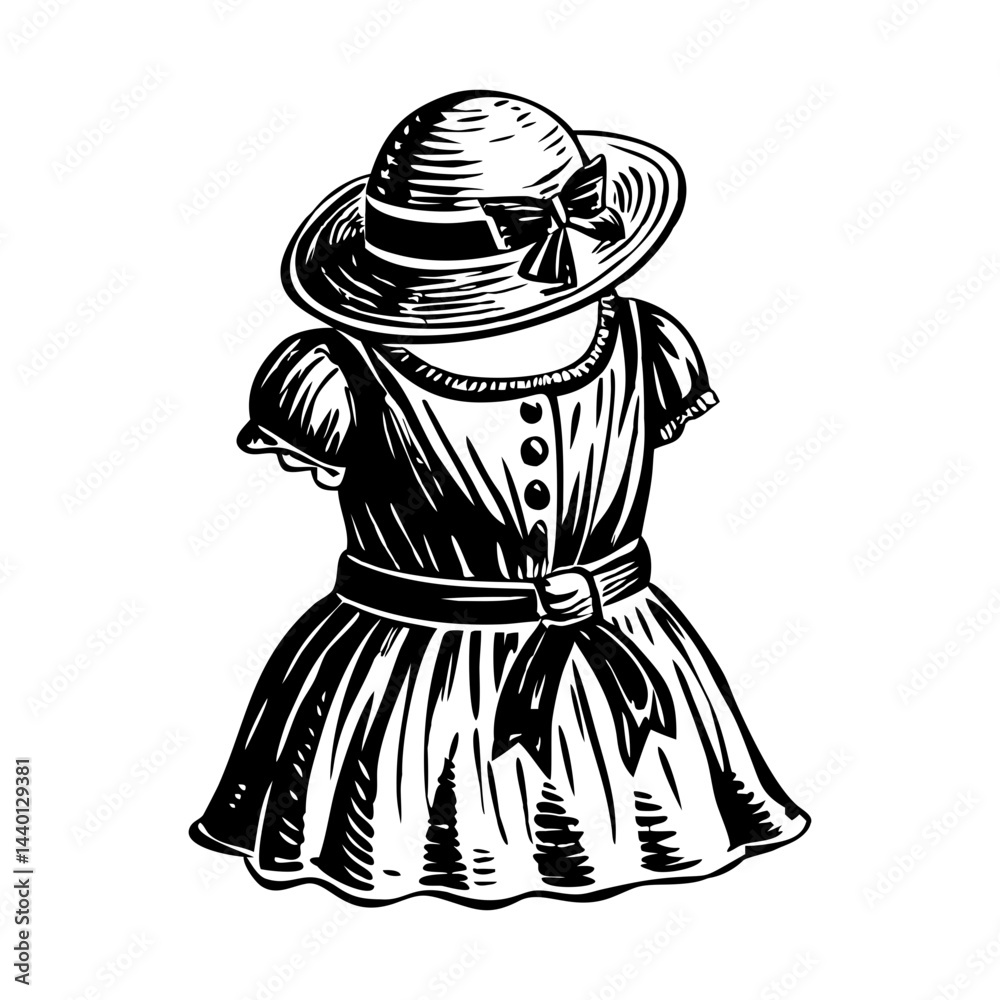 Fototapeta premium Vintage dress illustration in vintage style
