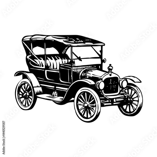 Model T illustration in vintage style