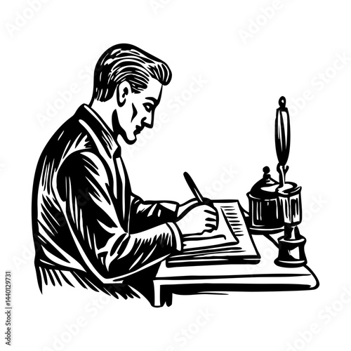 A sketchy style illustration showing author