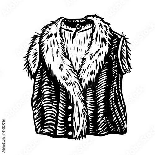 Fur stole illustration in vintage style