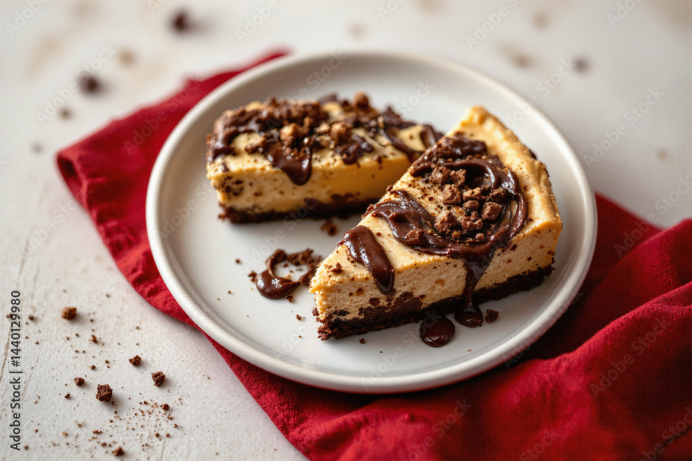 Scrumptious Turtle Cheesecake Slices with Chocolate Drizzle