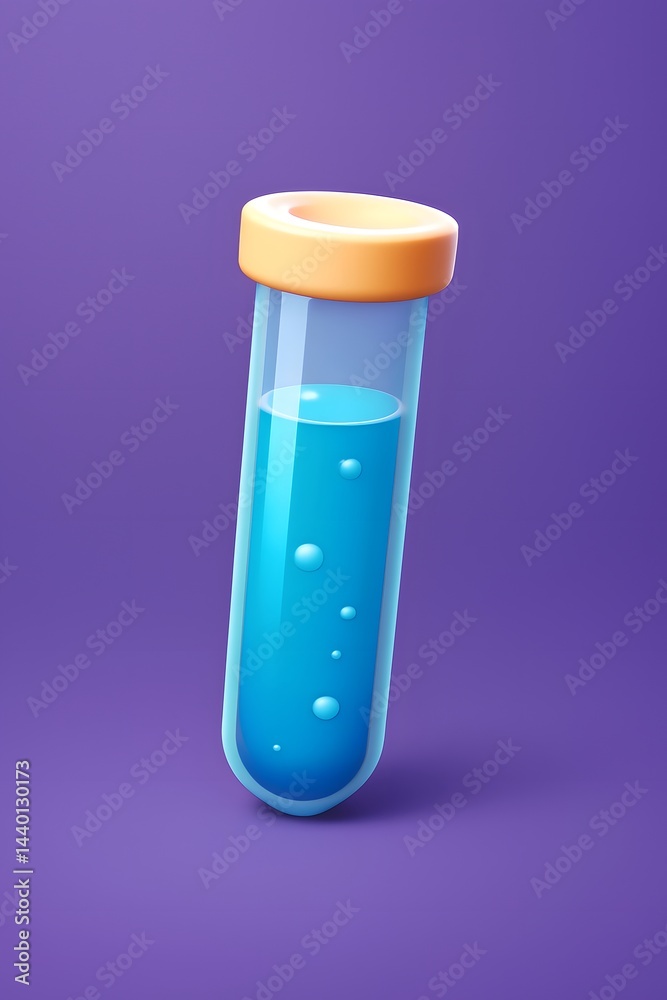 Vibrant Blue Liquid Fills A Stylized Glass Test Tube Object Vibrant Blue Liquid Fills A Stylized Glass Test Tube Object