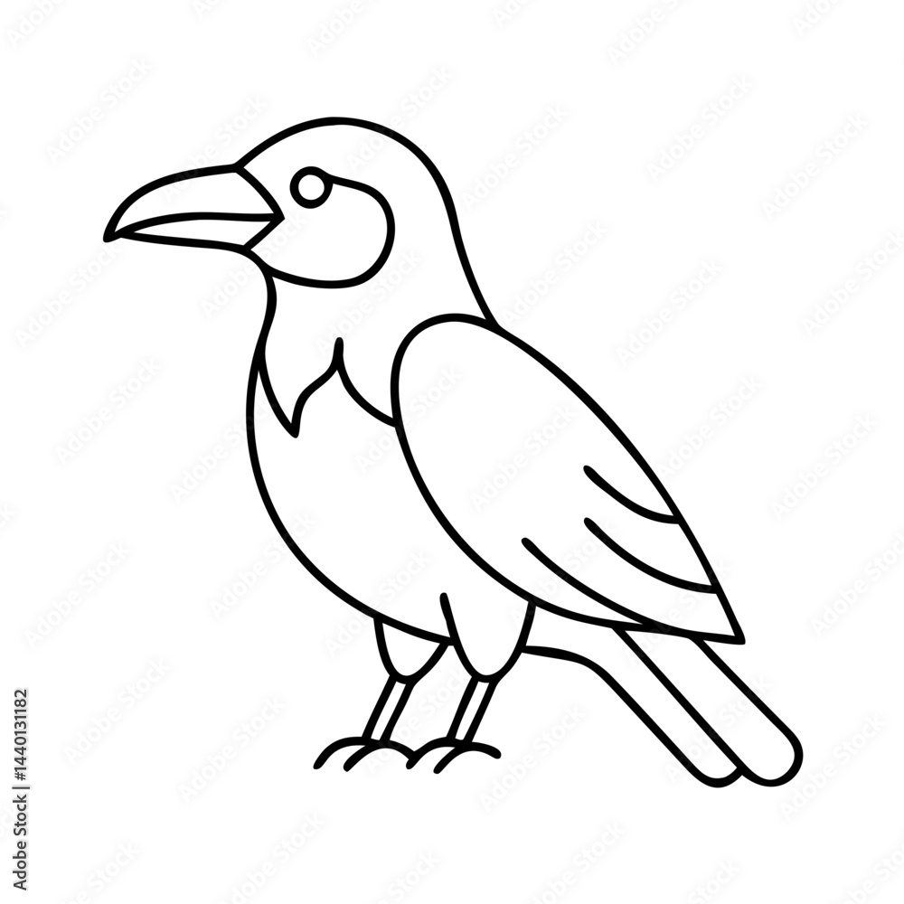 Obraz premium raven icon, raven line art - simple line art of raven, perfect for raven logos and icons