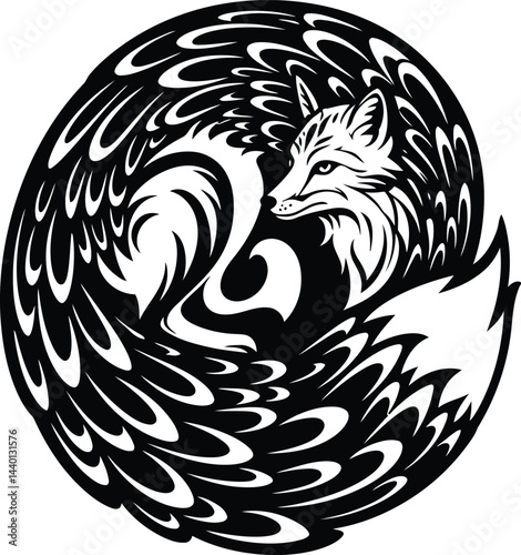 Ornamental Fox Spiral Vector