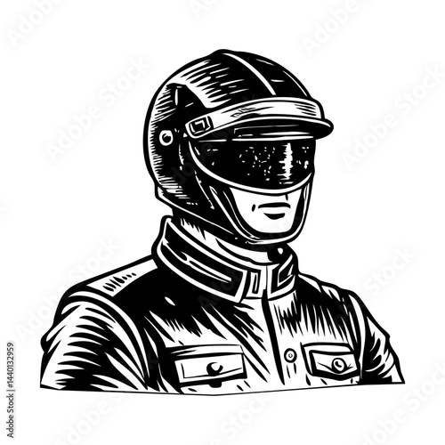 Race driver illustration in vintage style