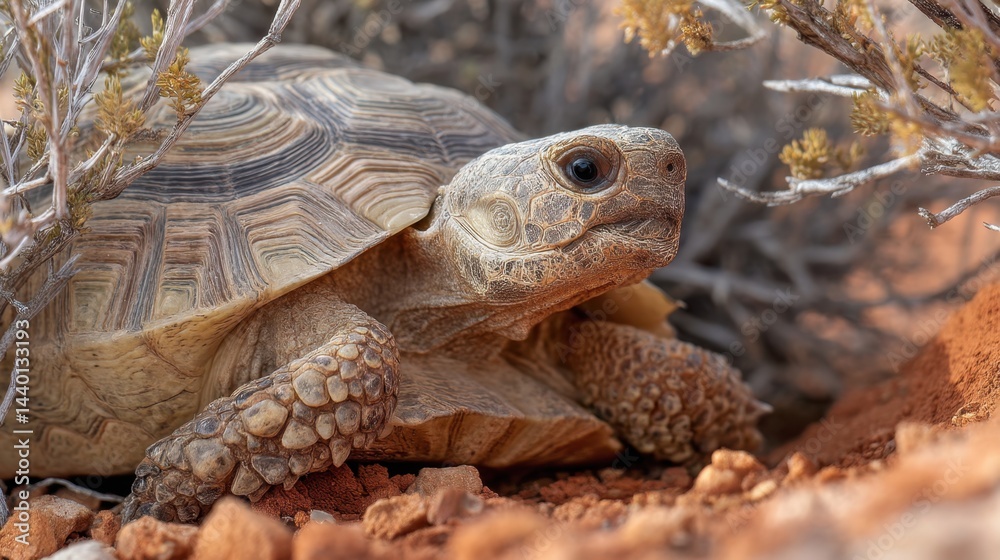 Naklejka premium Desert Dweller: A Mojave Desert Tortoise Portrait