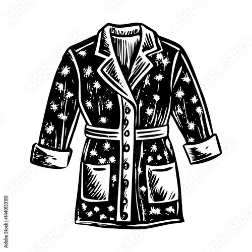 Silk robe illustration in vintage style