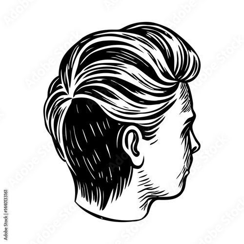 A vintage style illustration of slicked hair