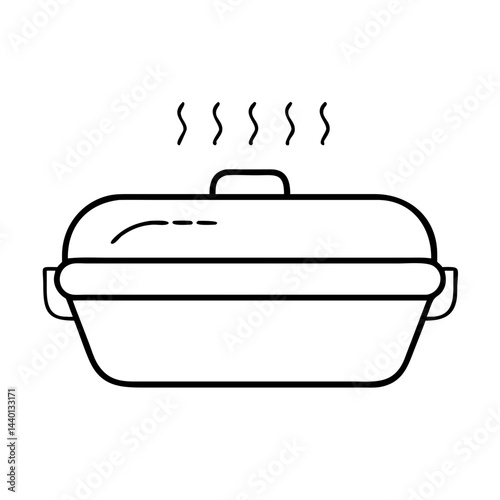 roasting pan icon, roasting pan line art - simple line art of roasting pan, perfect for roasting pan logos and icons