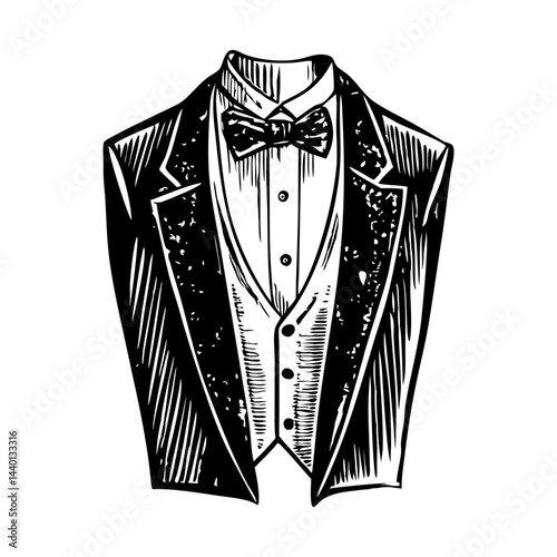 A vintage style illustration of tuxedo