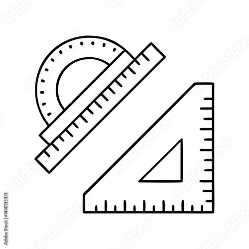 ruler and protractor icon, ruler and protractor line art - simple line art of ruler and protractor, perfect for ruler and protractor logos and icons