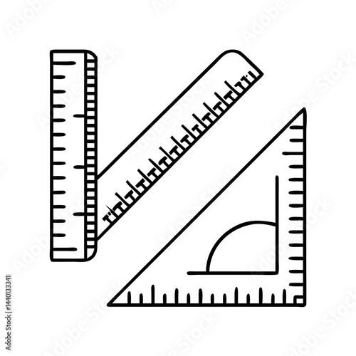 ruler and protractor icon, ruler and protractor line art - simple line art of ruler and protractor, perfect for ruler and protractor logos and icons
