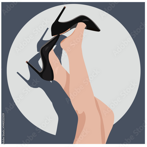 women's legs in black stiletto heels