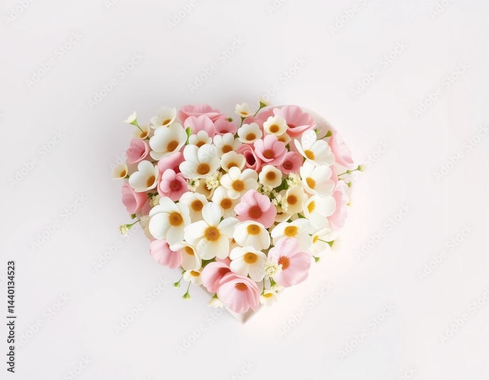 Obraz premium Mother’s Day Floral Heart, isolated white background