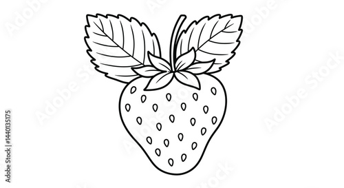 Delicious Sweet Strawberry Line Art Illustration for Childrens Coloring Activities