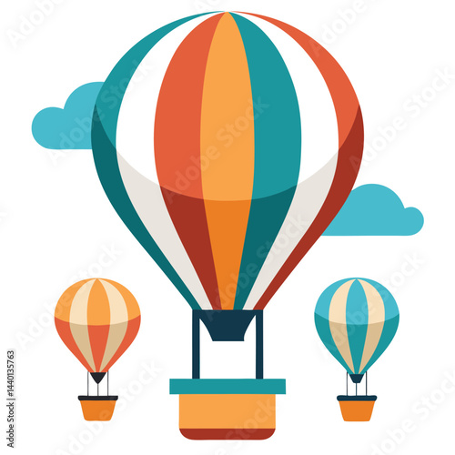Hot air balloon set icon isolated on white background